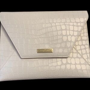 Ralph Lauren Vintage Crocodile-Embossed Foldover Clutch with gold plaque